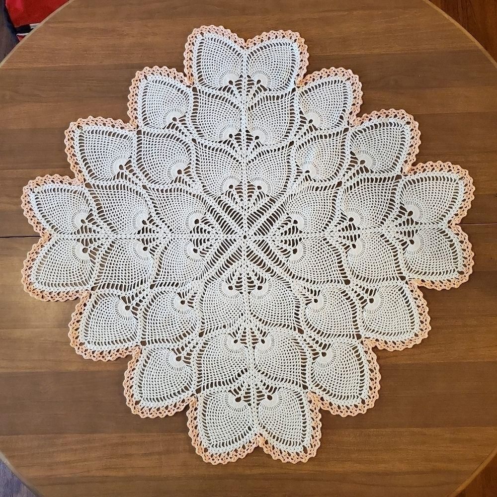 Vintage Handmade Pineapple Crochet Scarf Table Topper